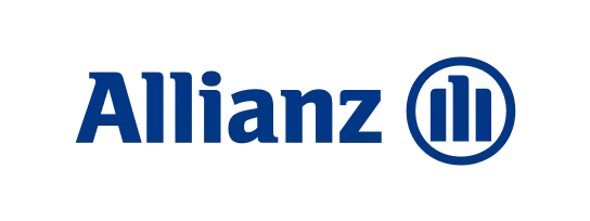 Blue 'Allianz' text and three vertical bars within a circle on a black background.