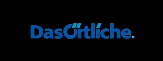 "Das Örtliche." logo, blue text with an umlaut over O and dot at the end.