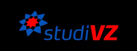 StudiVZ logo, a blue and red starburst design beside blue and red text.
