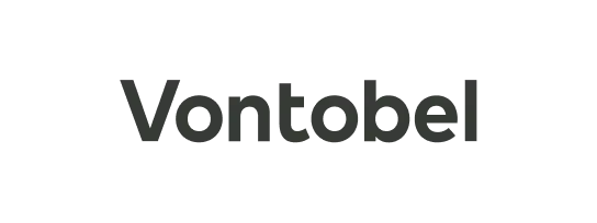 Gray "Vontobel" logo on a black background.