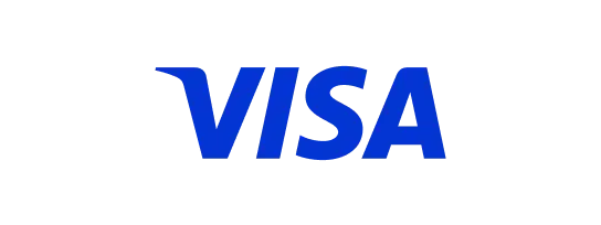 Blue "VISA" logo on a black background.